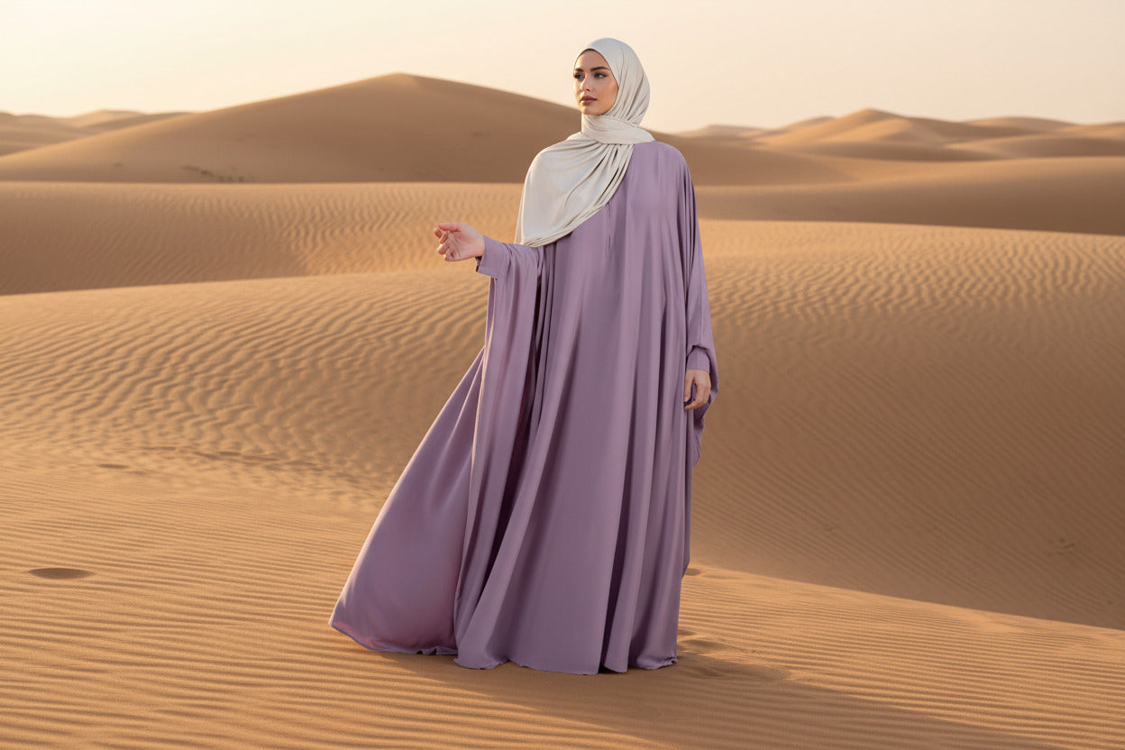 طقم عباية بخمار بتصميم أنيق