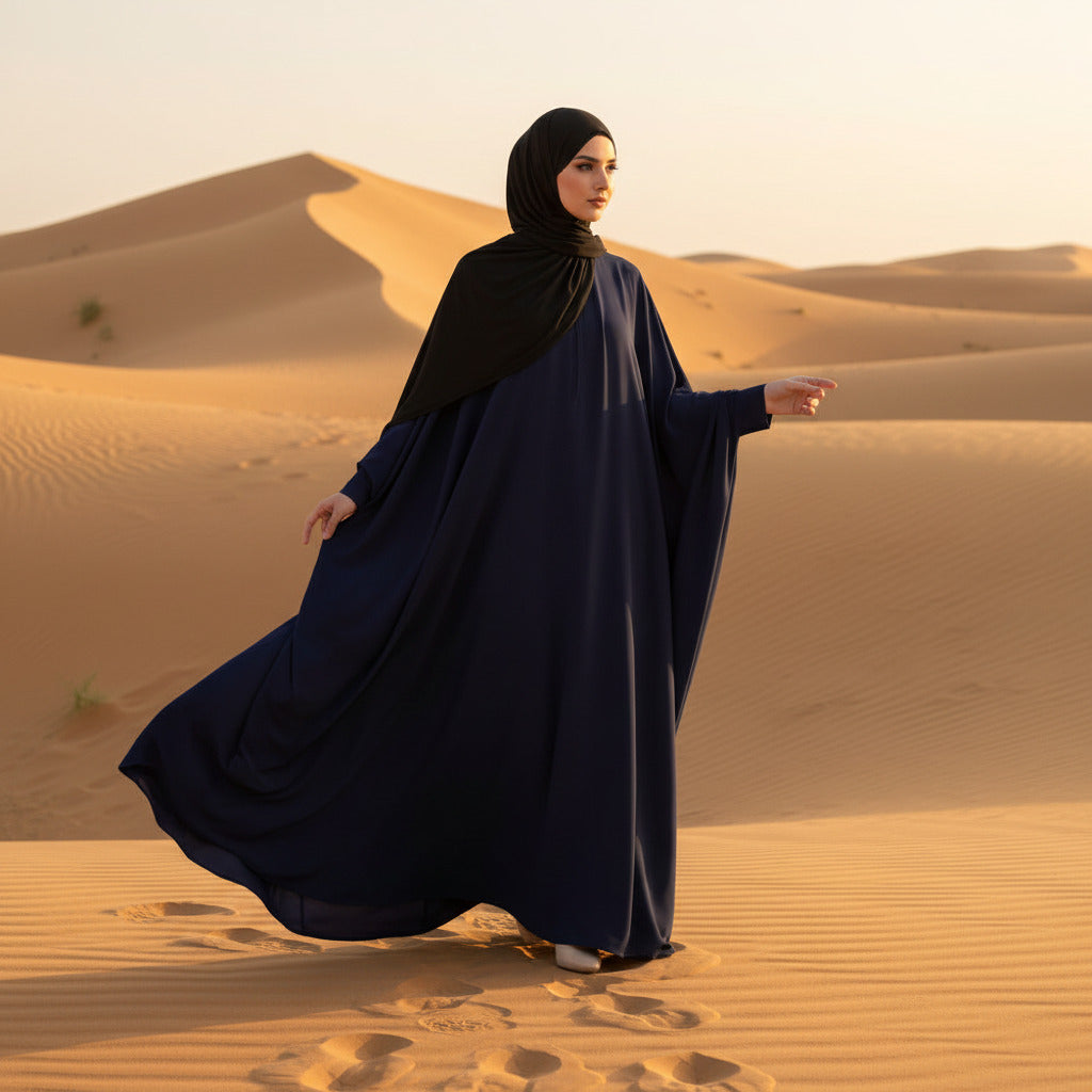 طقم عباية بخمار بتصميم أنيق