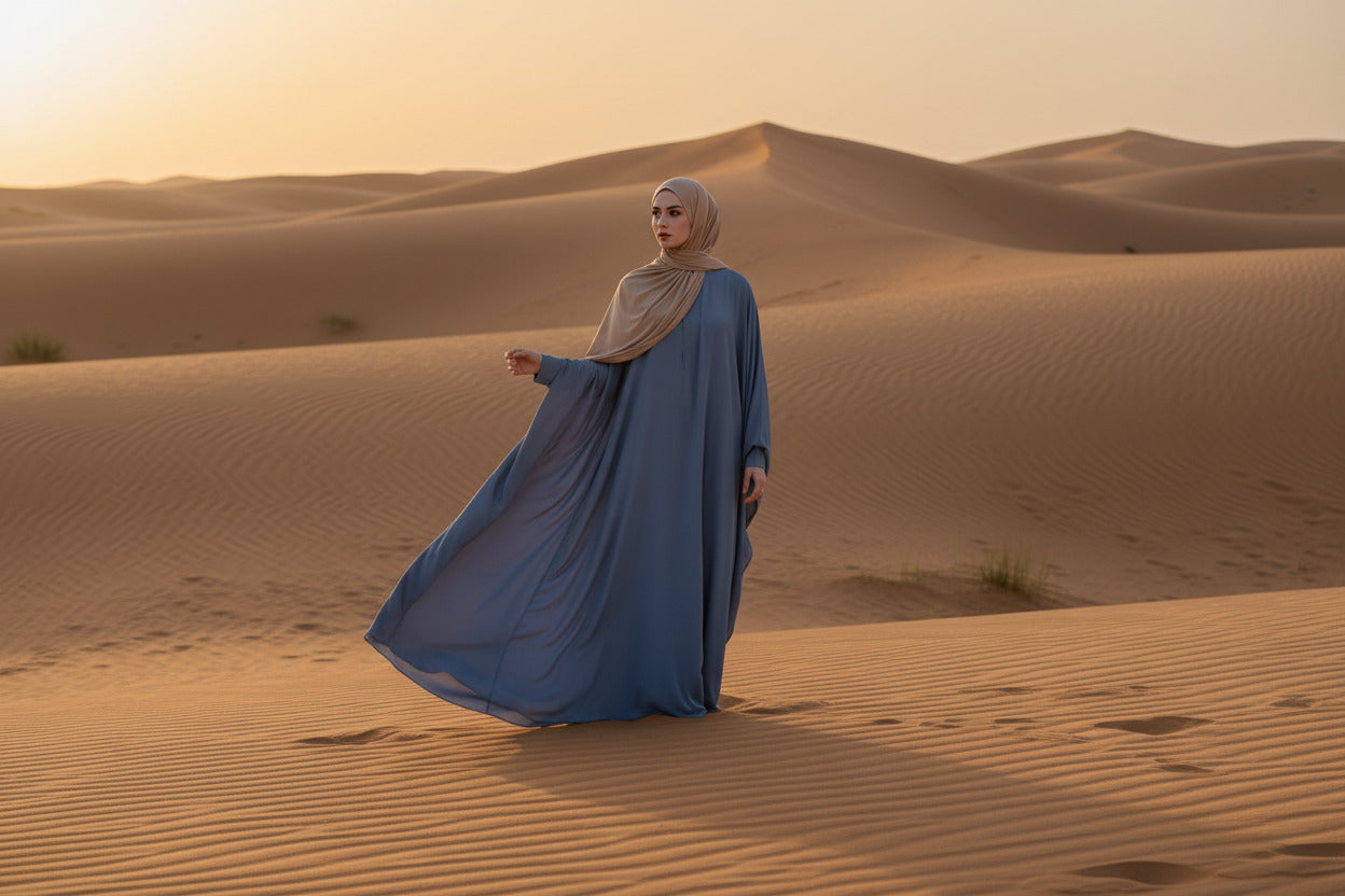 طقم عباية بخمار بتصميم أنيق
