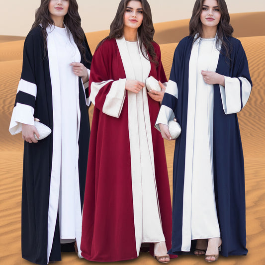 عباية ملونة بأكمام واسعة فاخرة