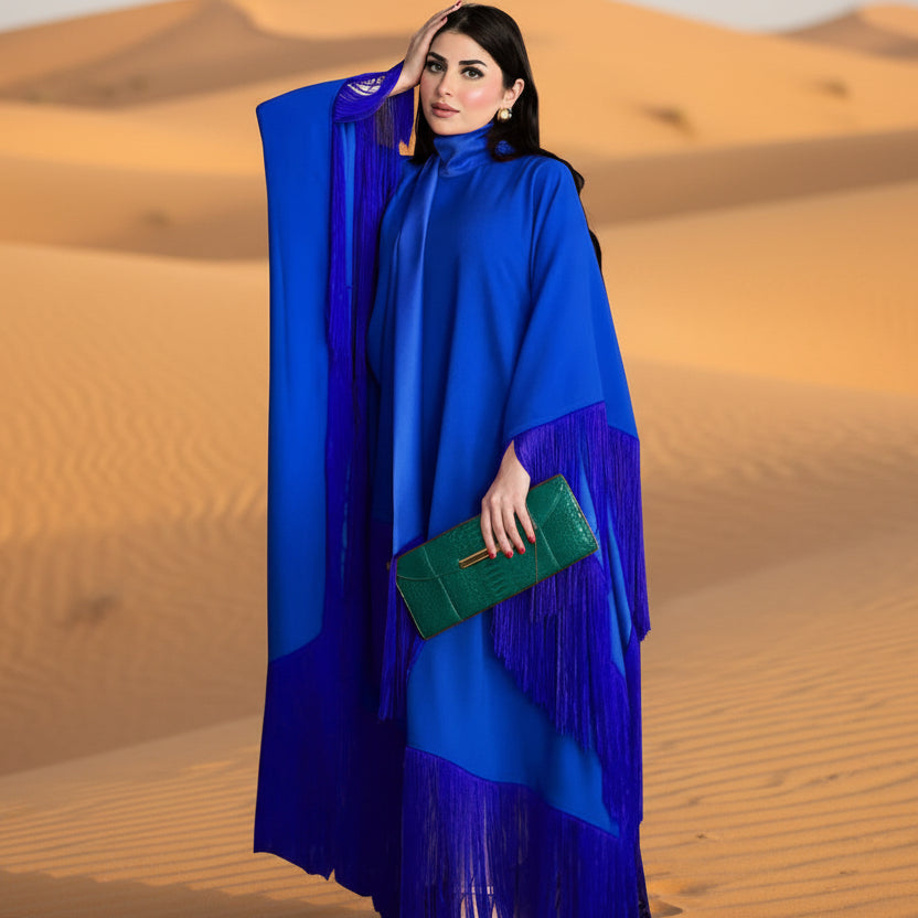 كافتان بأكمام فراشة مع شراشيب أنيق