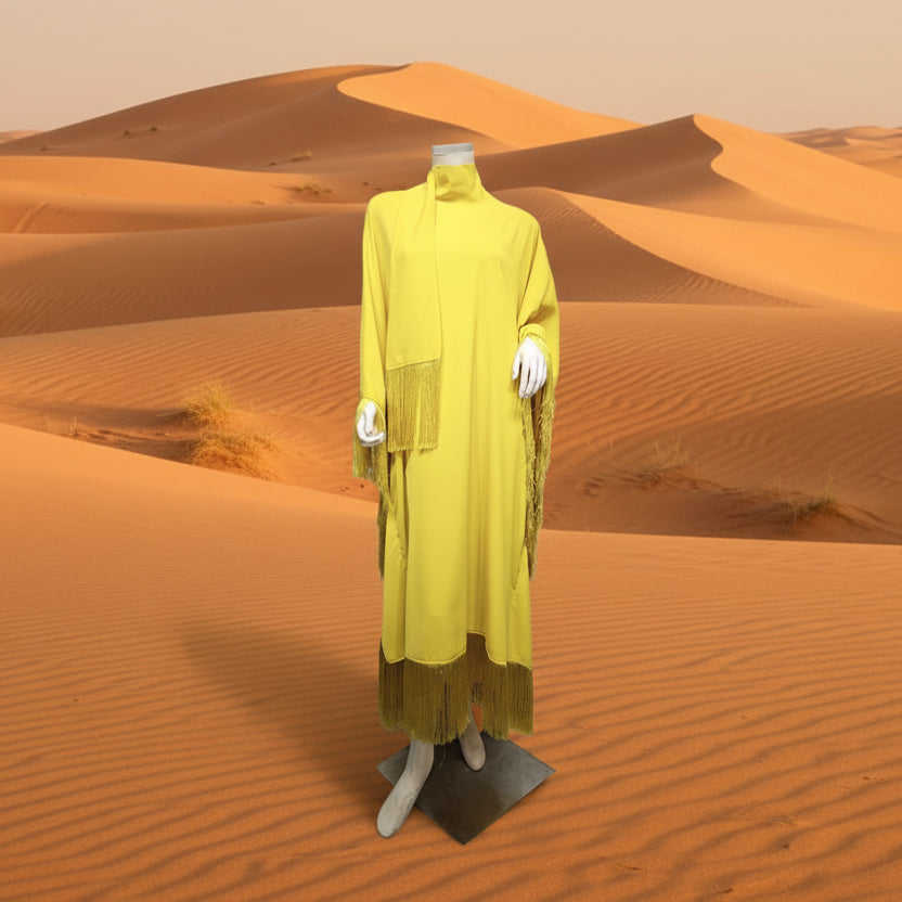 كافتان بأكمام فراشة مع شراشيب أنيق